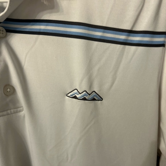 FootJoy Men's White Polo with Blue Stripes - Picture 3 of 5